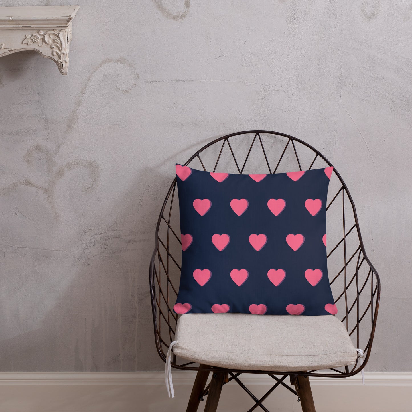 Almohada premium de corazón rosa