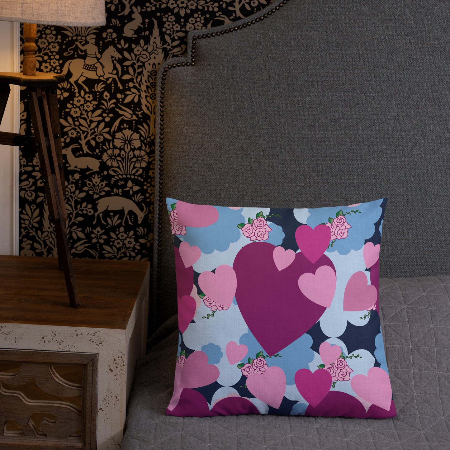 Almohada de corazón morado de primera calidad