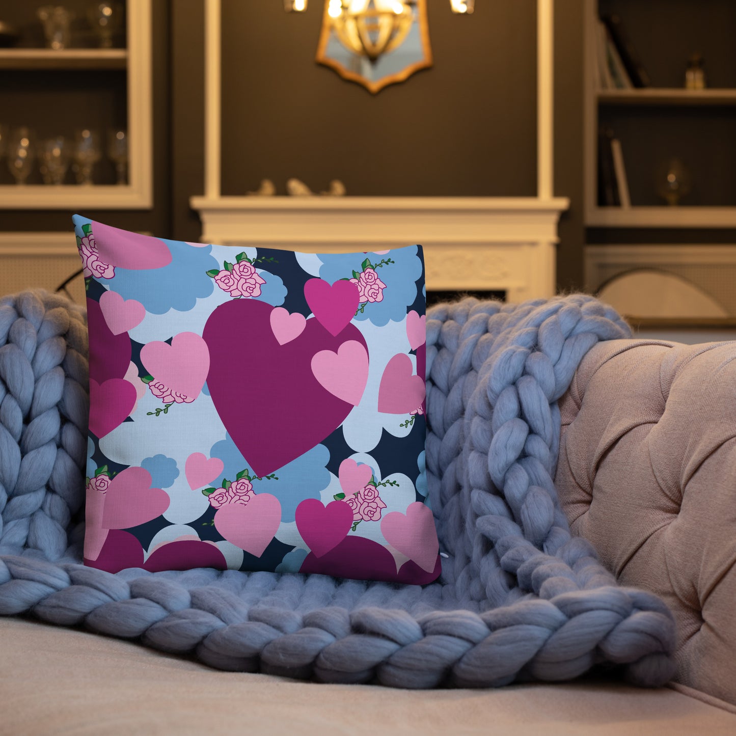Almohada de corazón morado de primera calidad