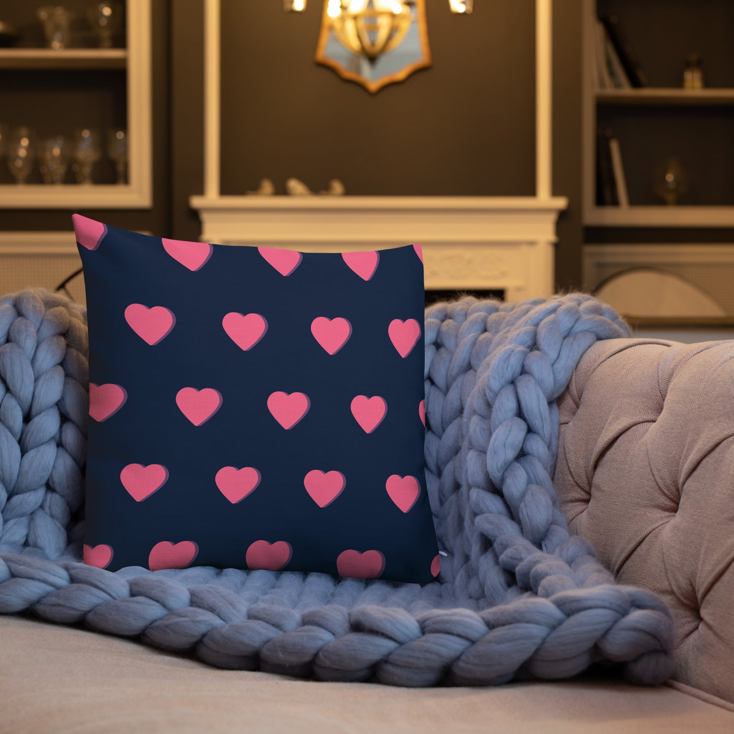 Almohada premium de corazón rosa