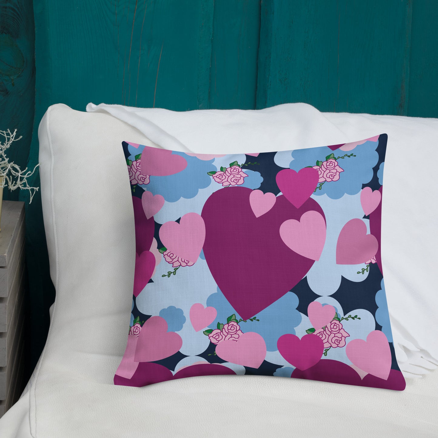 Almohada de corazón morado de primera calidad