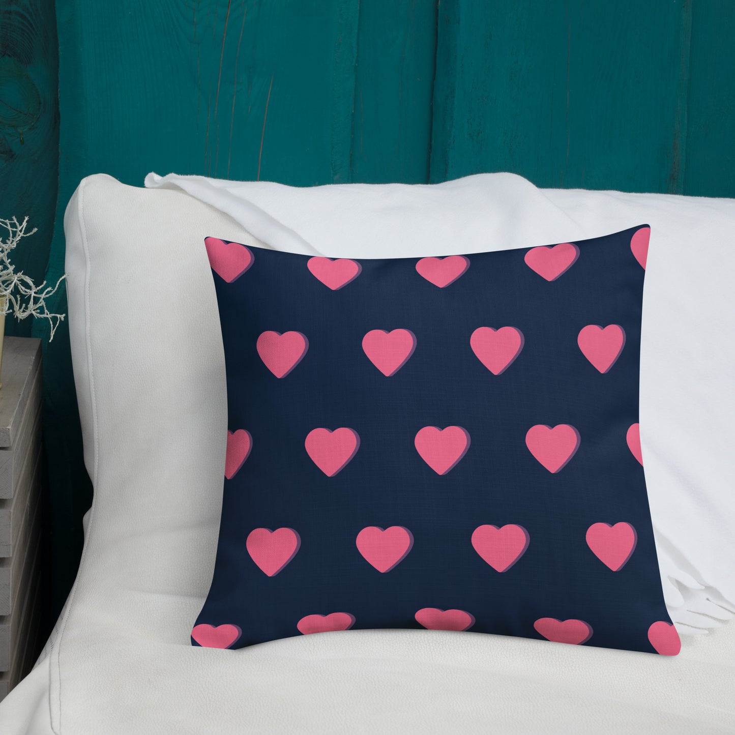 Almohada premium de corazón rosa