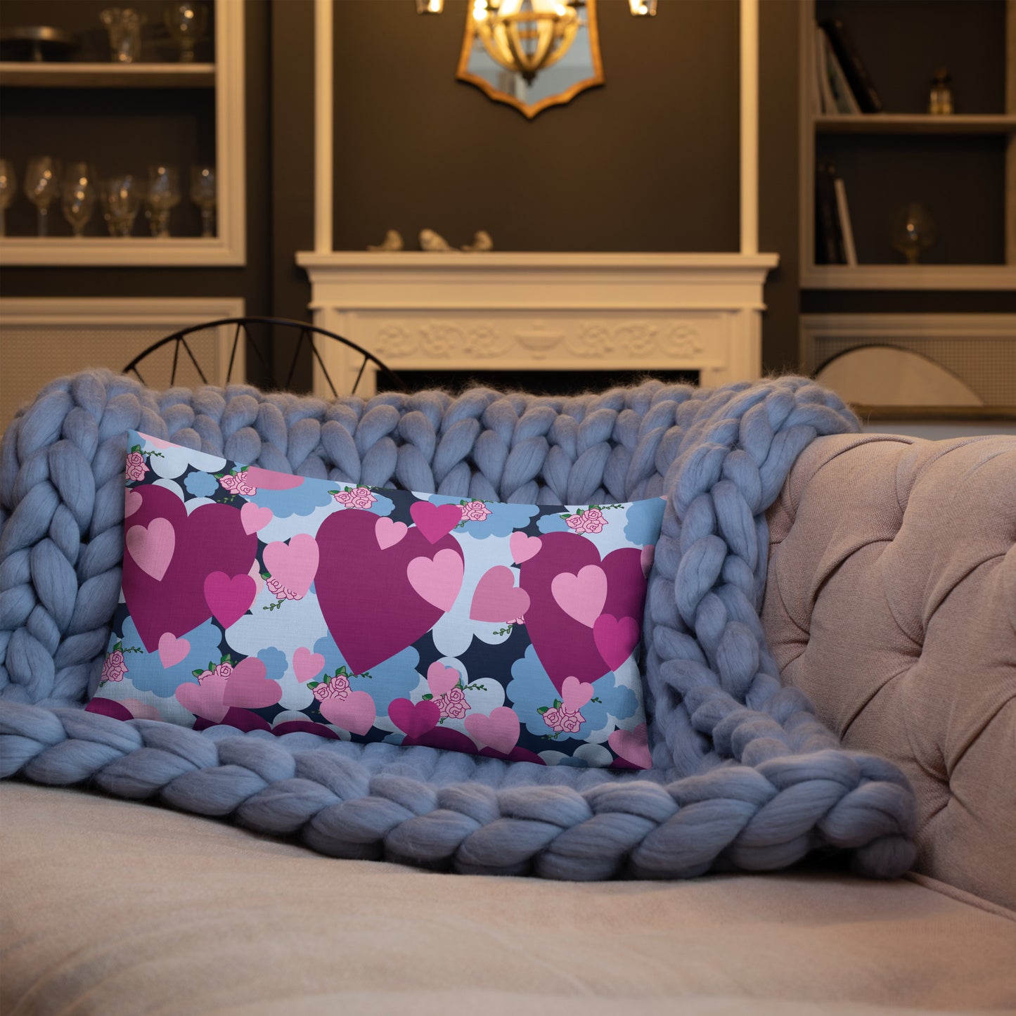 Almohada de corazón morado de primera calidad