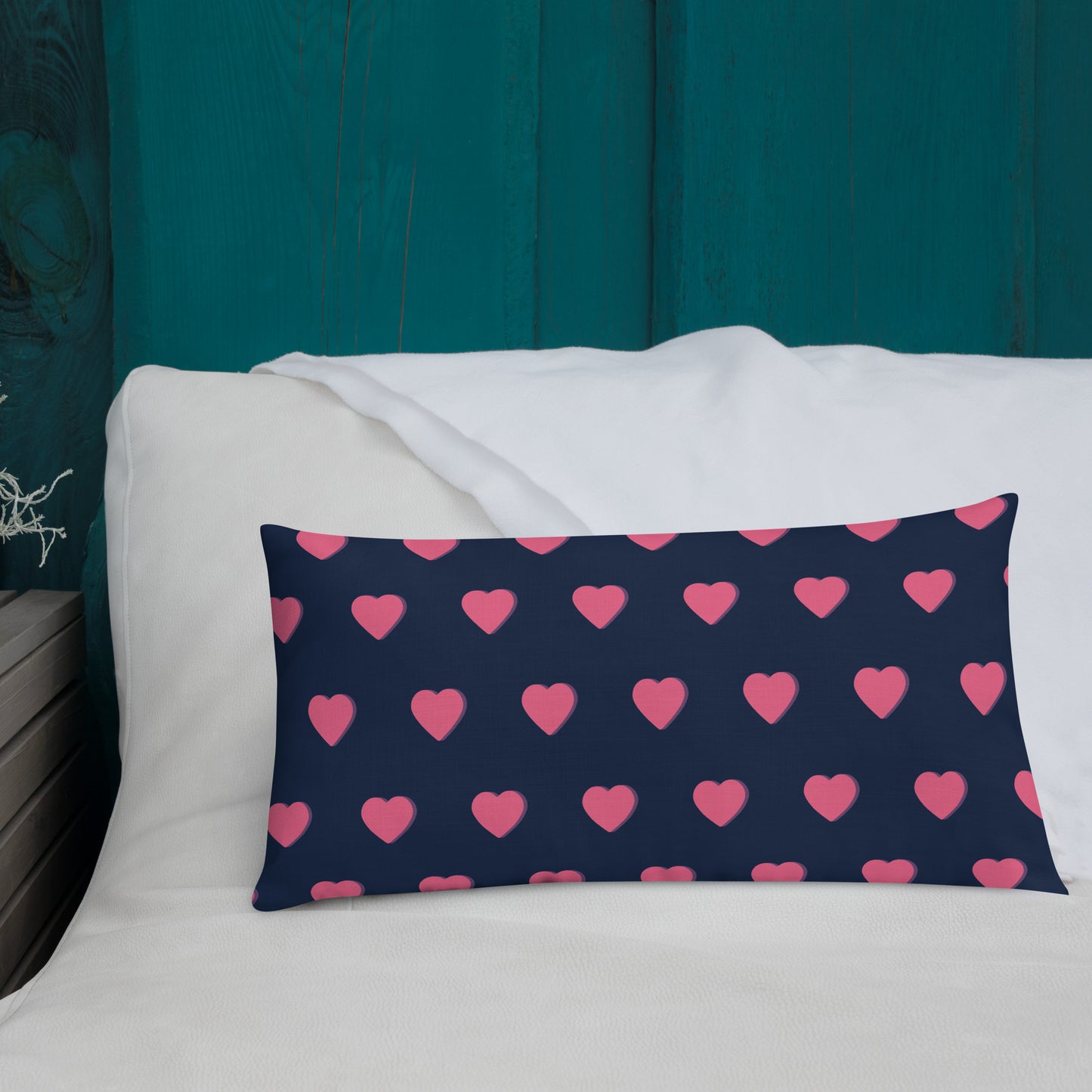 Almohada premium de corazón rosa