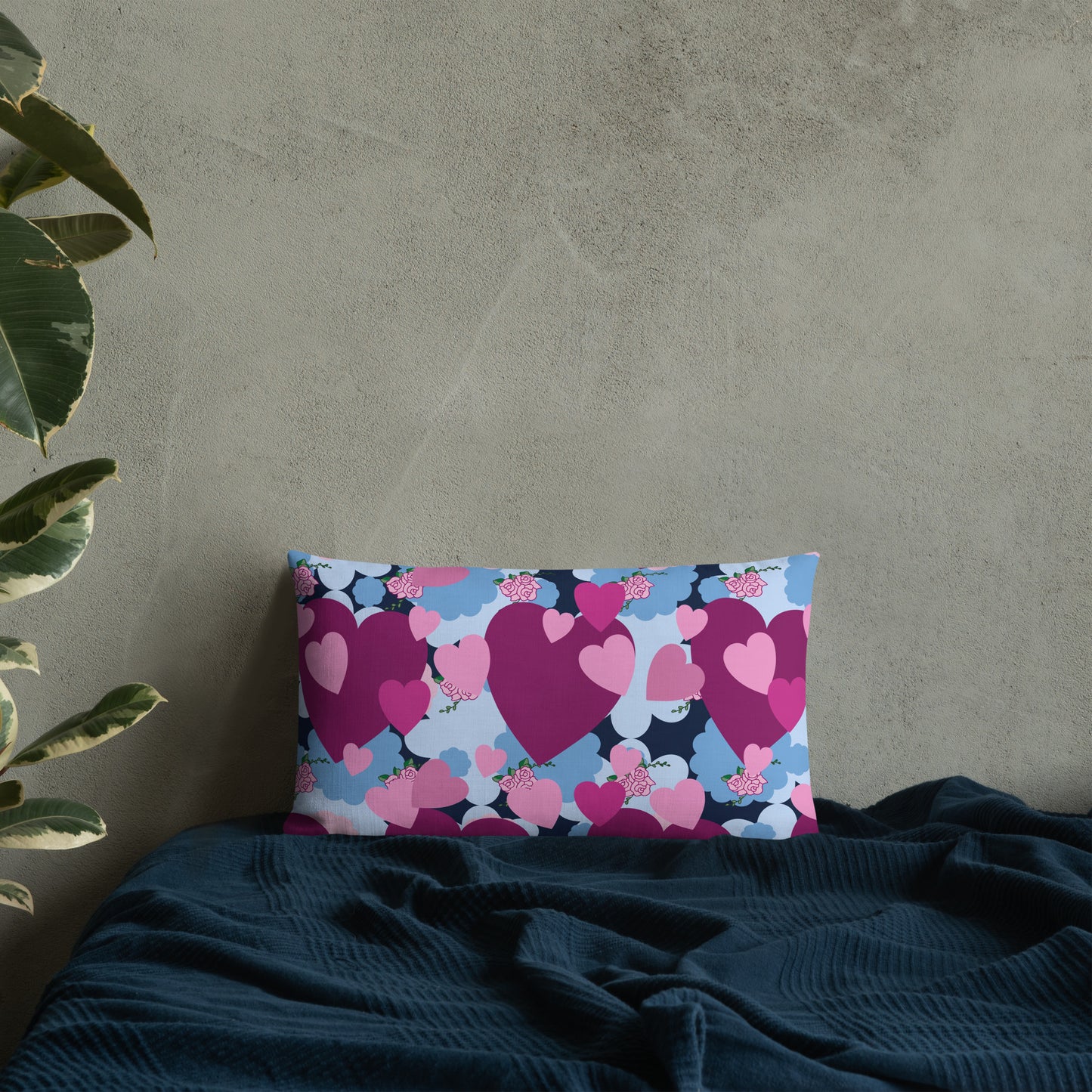 Almohada de corazón morado de primera calidad