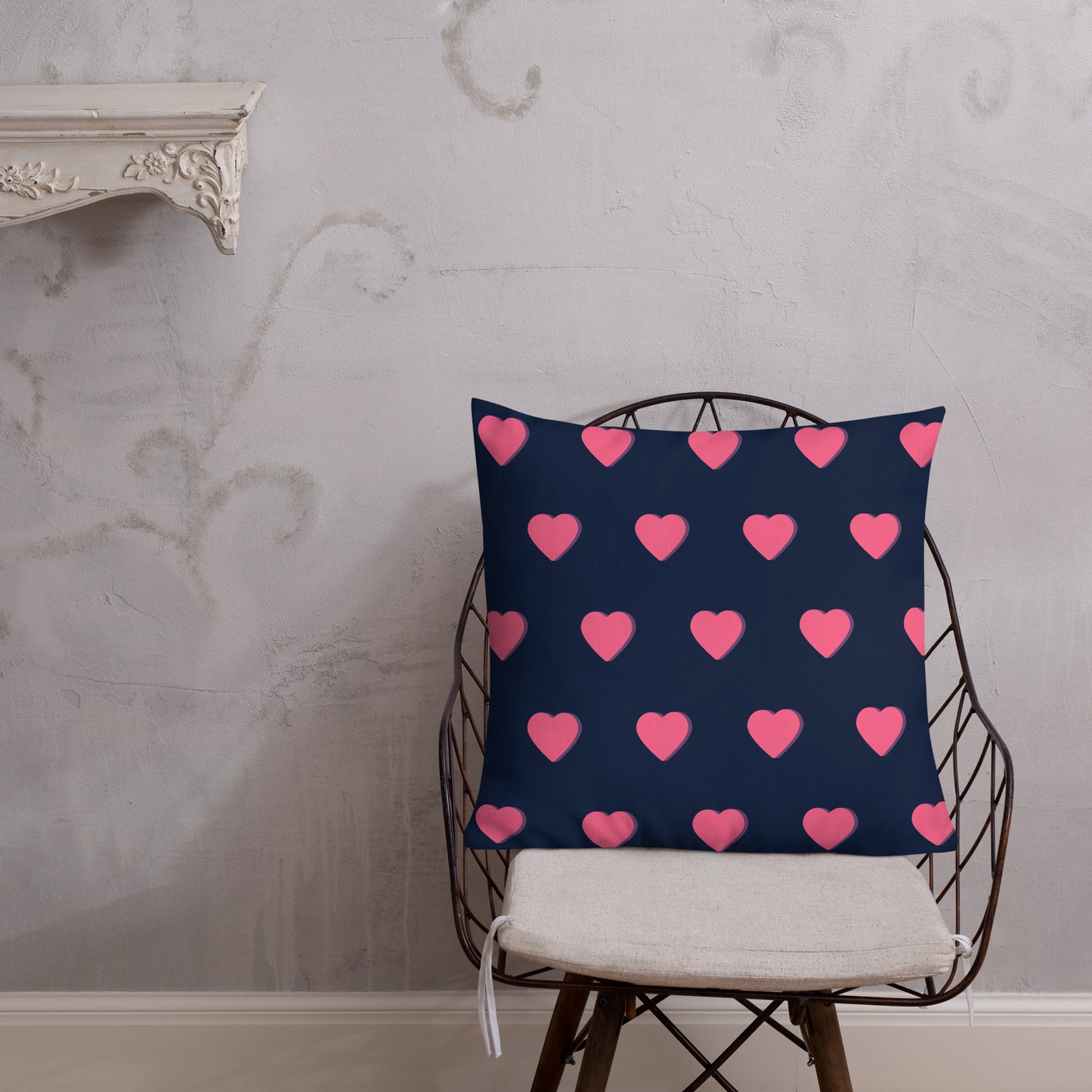 Almohada premium de corazón rosa