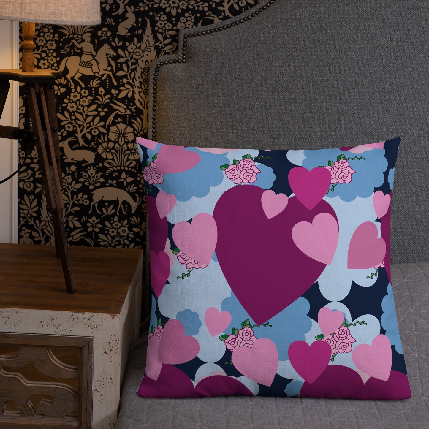 Almohada de corazón morado de primera calidad