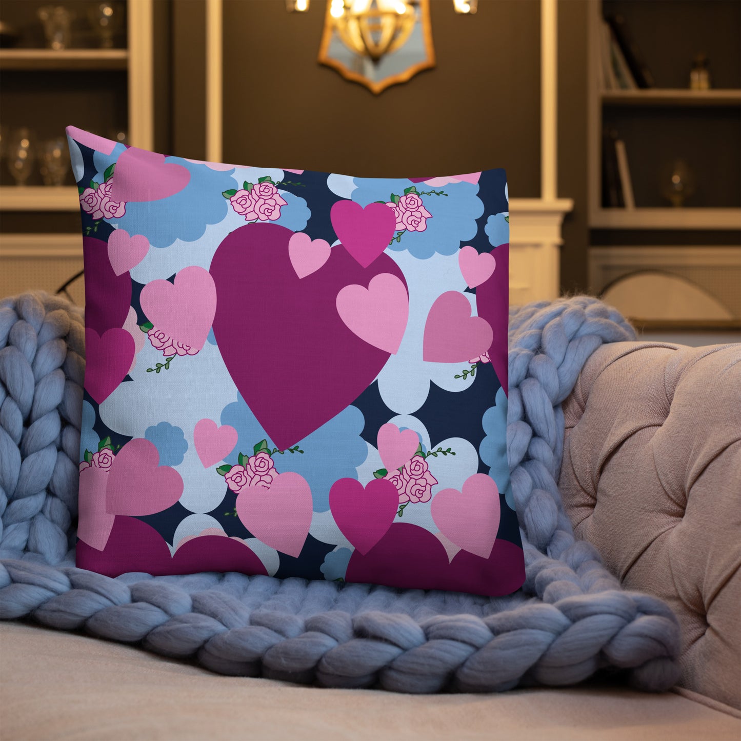 Almohada de corazón morado de primera calidad