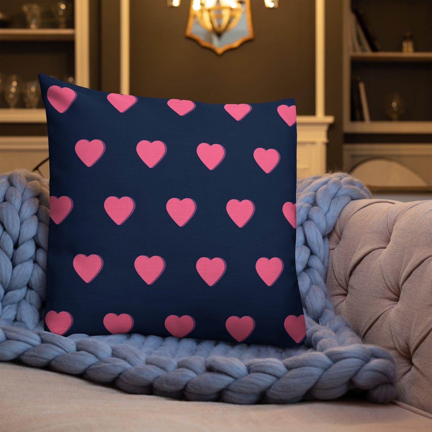 Almohada premium de corazón rosa