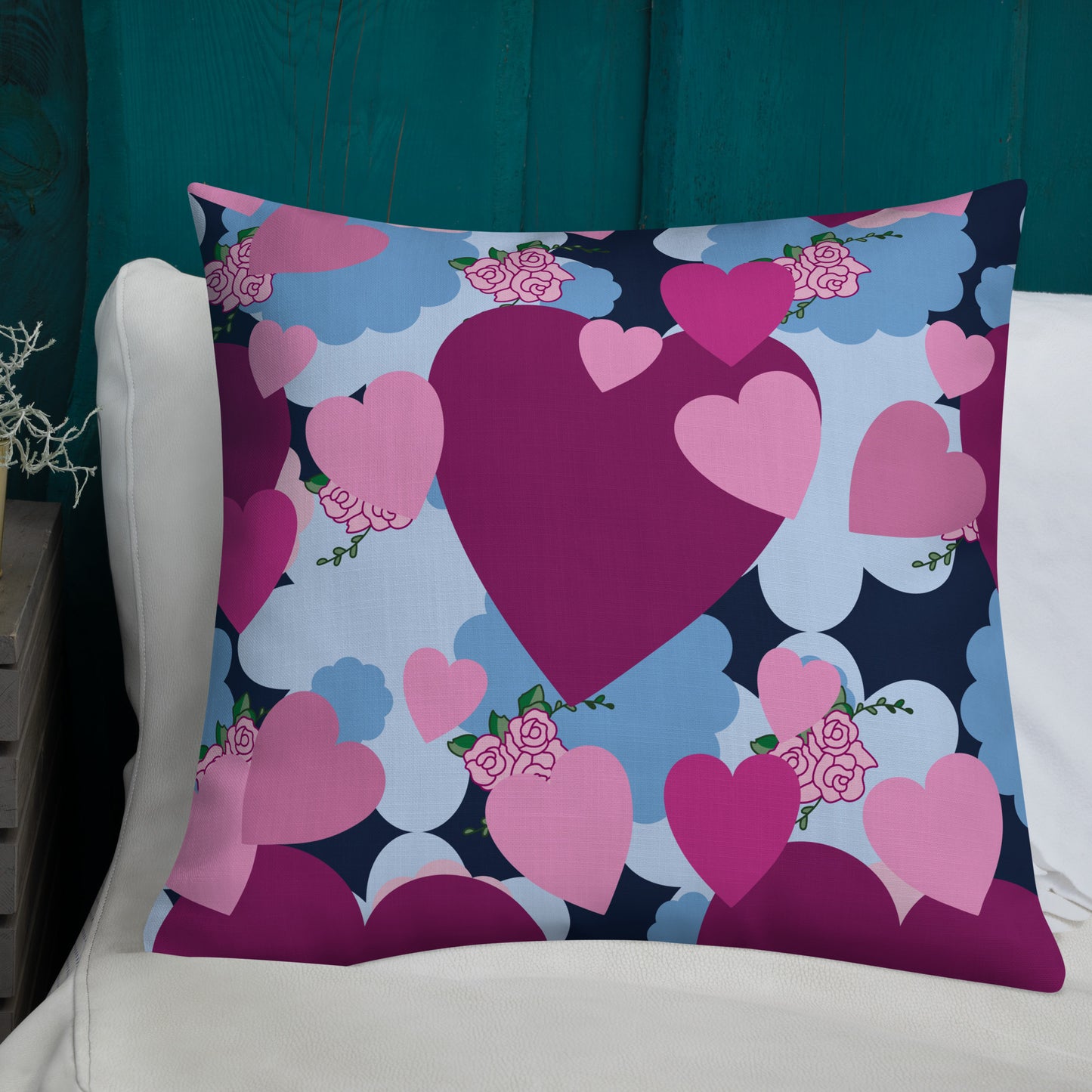 Almohada de corazón morado de primera calidad