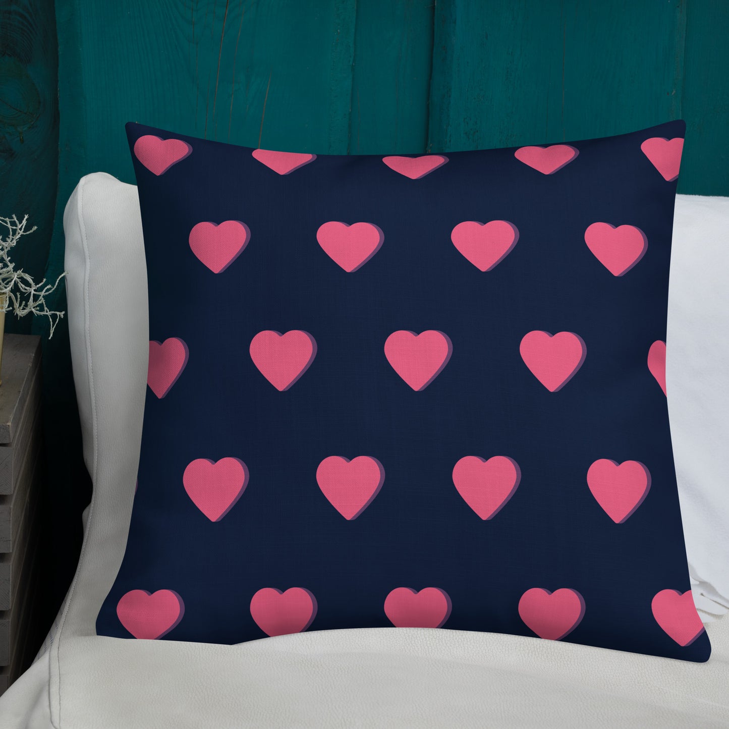 Almohada premium de corazón rosa