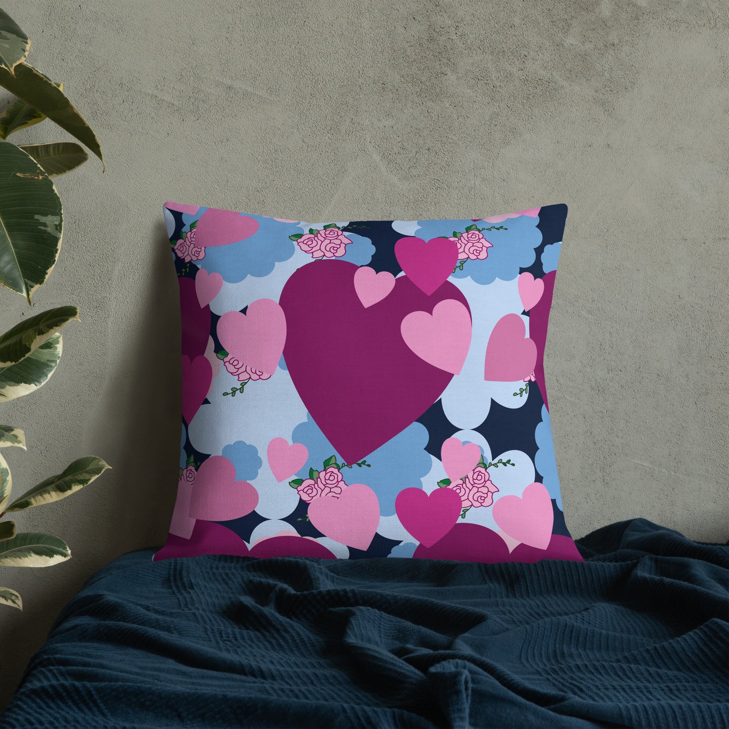Almohada de corazón morado de primera calidad