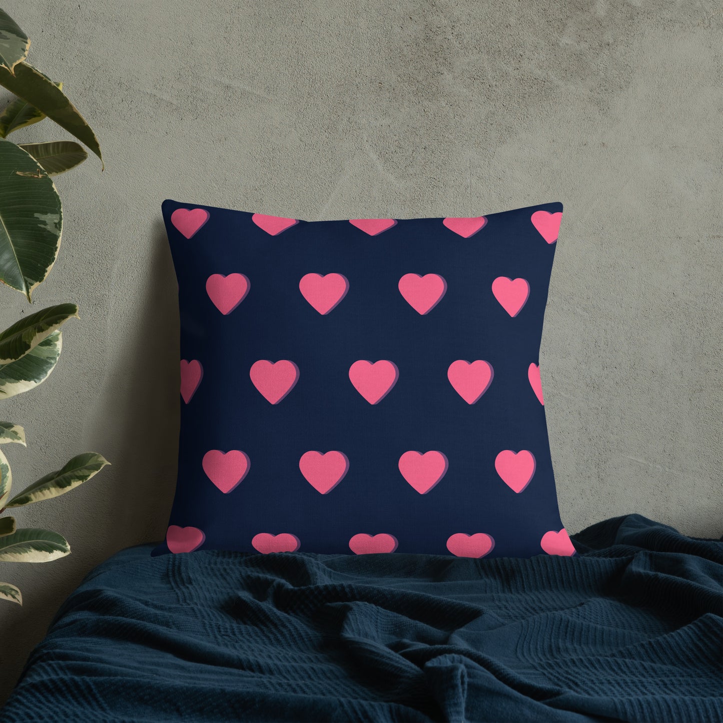 Almohada premium de corazón rosa