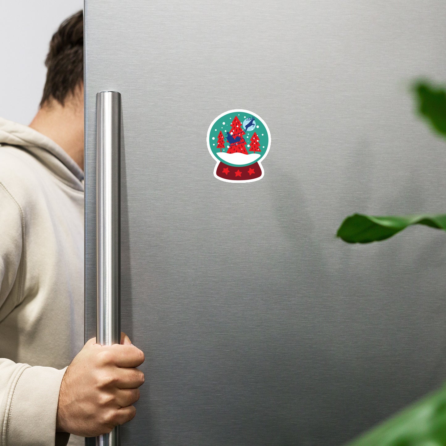 Imán para el refrigerador con forma de bola de nieve de Papá Noel