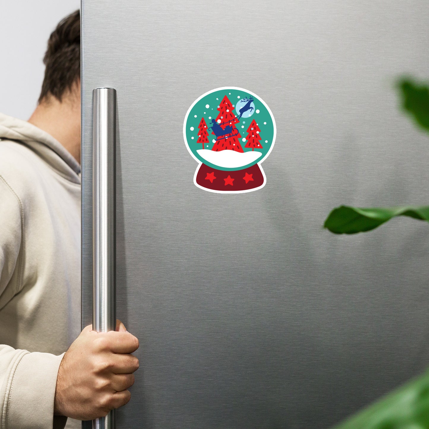 Imán para el refrigerador con forma de bola de nieve de Papá Noel